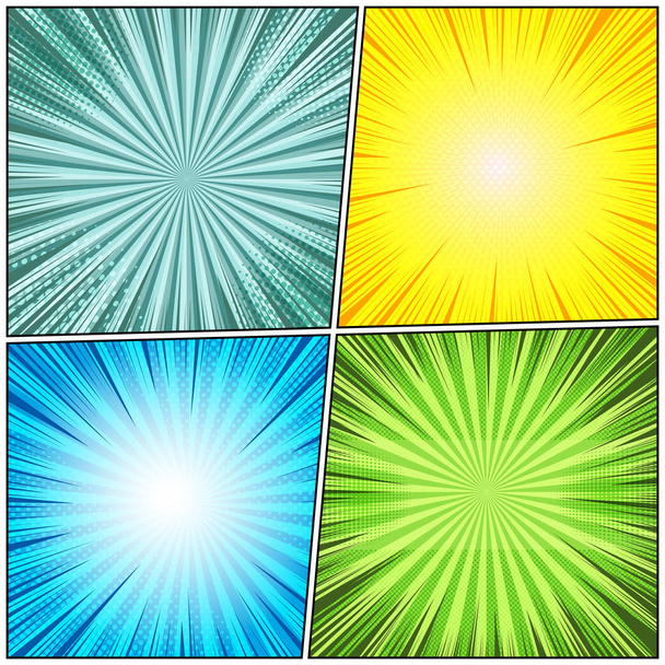 Comic book bright backgrounds set - Vector, imagen