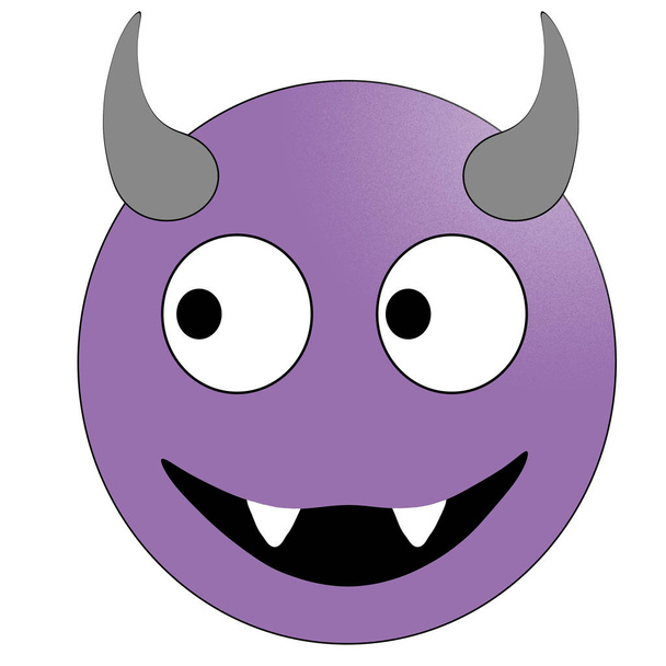 Усміхнене обличчя з рогами. Фіолетовий диявольський смайлик. ізольовані на білому фоні ізольовані
 - Фото, зображення