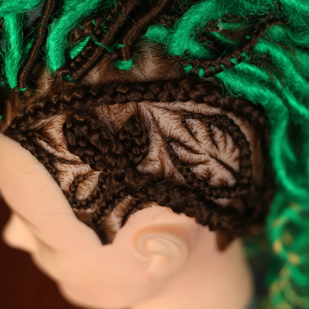 thin design hairstyles braids, dreadlocks green - Photo, Image