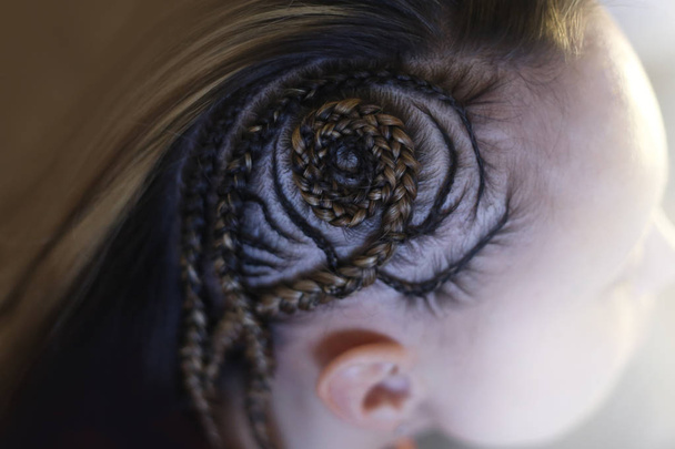 texture des cheveux sur la tête de la fille ou de l'homme sur fond blanc gros plan
 - Photo, image