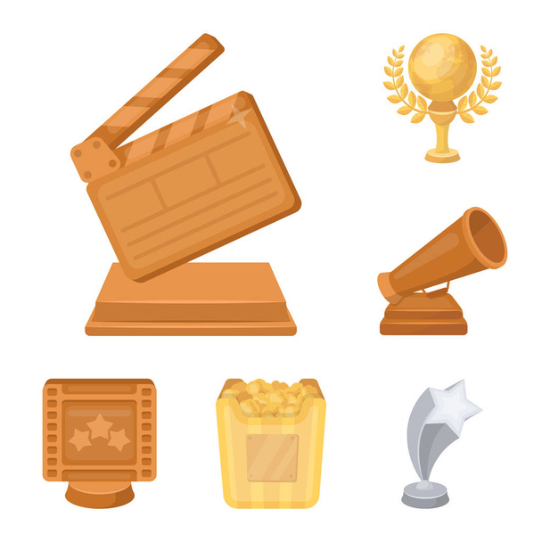 Film awards and prizes cartoon icons in set collection for design. The World Film Academy vector symbol stock web illustration. - Вектор,изображение