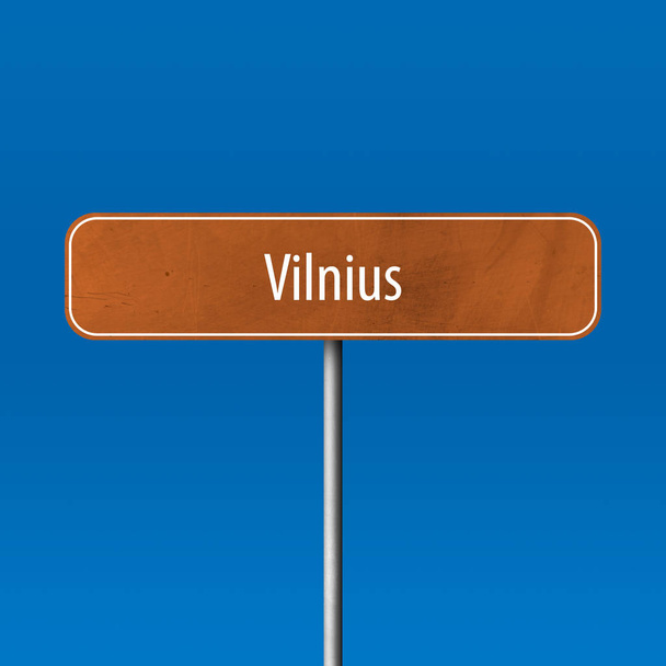 Vilnius - town sign, place name sign - Fotó, kép