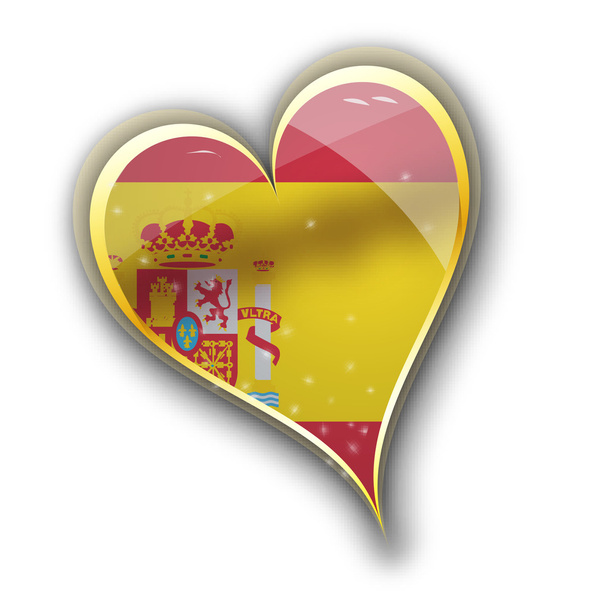 心臓の形をしたスペイン国旗です - ベクター画像