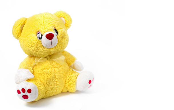žluté medvědí mládě na bílém pozadí - Fotografie, Obrázek