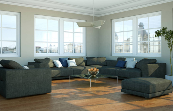 Moderno luminoso salotto interior design con divani
 - Foto, immagini