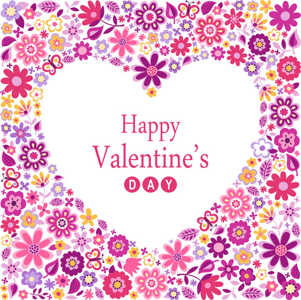 floral heart card for valentines day - Vector, Image