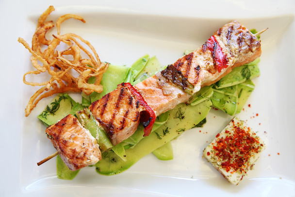 Grilled cube salmon - Photo, Image