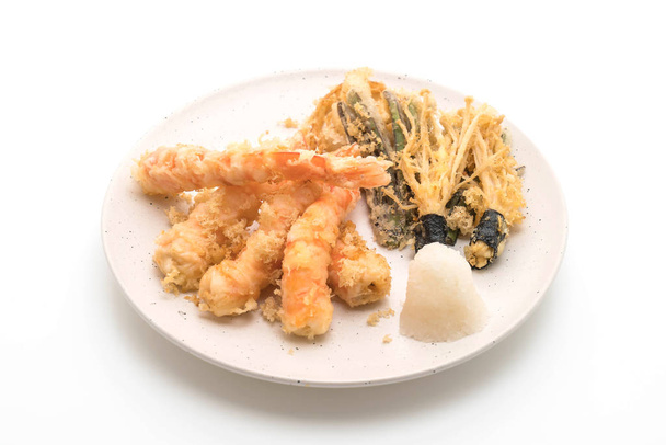 shrimps tempura (battered fried shrimps) isolated on white background - 写真・画像