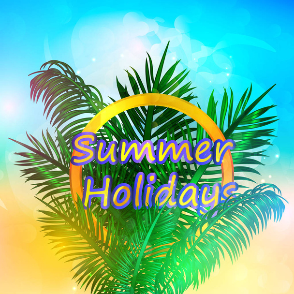 Summer time background with text - illustration. Vector illustration of a glowing Summer time background. - Vektor, Bild