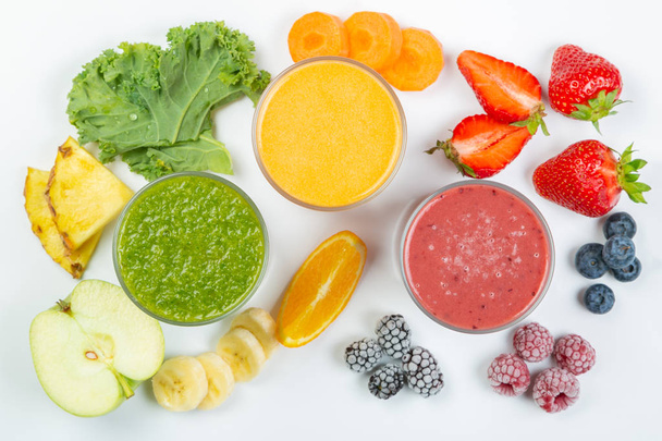 Creative layout of fresh smoothies - Foto, afbeelding