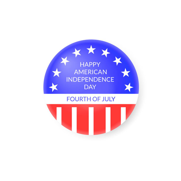 Happy America independence day greeting badge design. Fourth of July national holiday pin concept - Vector, Image