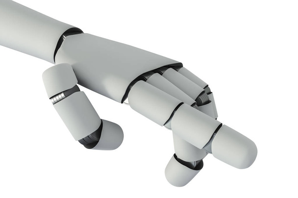 Роботизированная механическая рука на белом фоне. 3D-рендеринг
. - Фото, изображение
