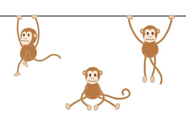 Три мавпи грають навмисно
 - Вектор, зображення