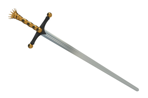 Железный меч изолирован на белом фоне. 3D-рендеринг
. - Фото, изображение