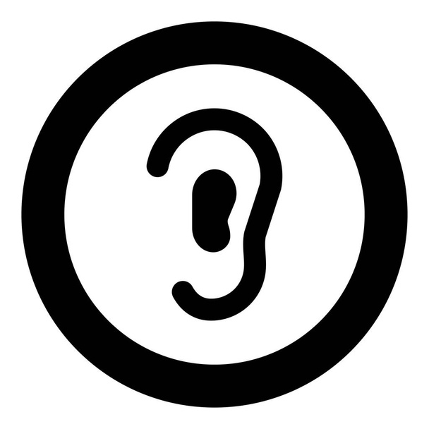 Icono del oído color negro en la ilustración círculo vector redondo
 - Vector, Imagen