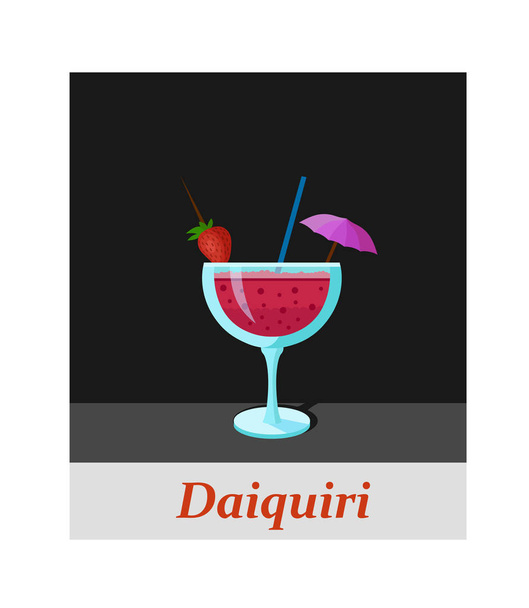 Daiquiri cocktail menu item or any kind of design. Party drink on the black background, vector illustration - Vector, Image