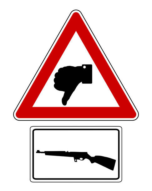 Liikenne merkki peukalot alas ammunta - Vektori, kuva