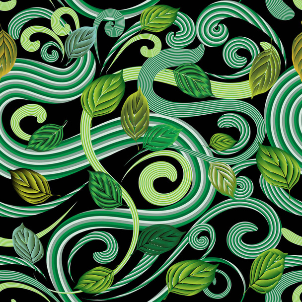 abstrakcyjne zielone liście bezszwowy wzór. - Wektor, obraz
