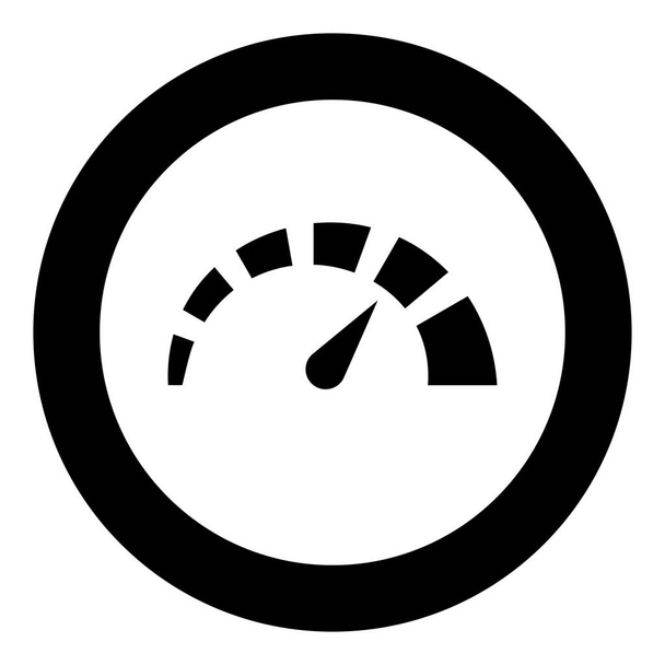 Черный цвет значка спидометра в круглой векторной иллюстрации
 - Вектор,изображение