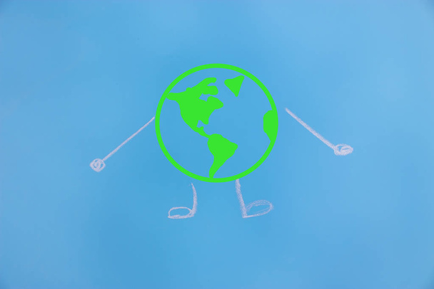 earth planet character on the blue background - Photo, Image