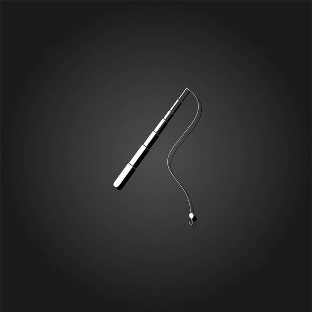 Fishing rod icon flat. - Vector, Image