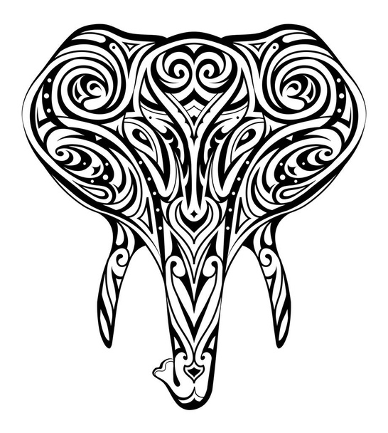 Testa di elefante ornata come tatuaggio in stile etnico
 - Vettoriali, immagini