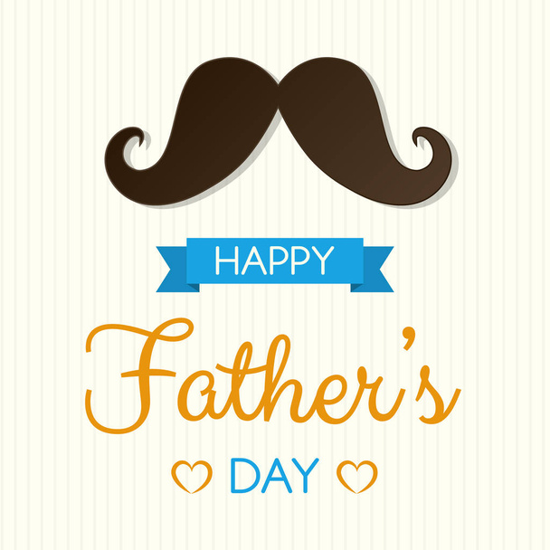 Happy Father's Day - funny card with mustache and wishes. Vector. - Vector, imagen