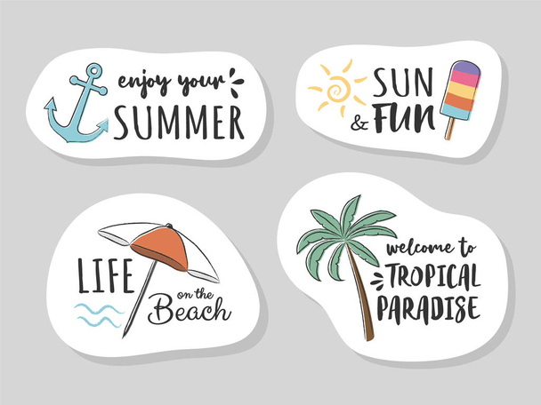 Collection of summer stickers. Vector. - Vektor, kép