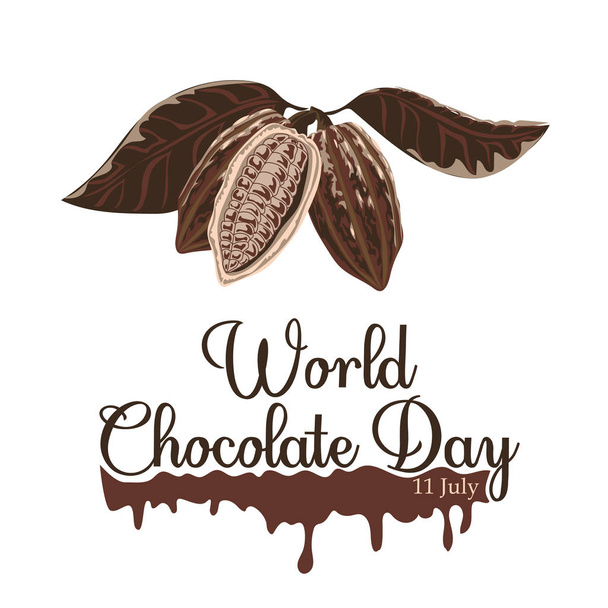 Vector illustration for World Chocolate Day in creative background. Happy chocolate day handwritten lettering. - Vector, Image