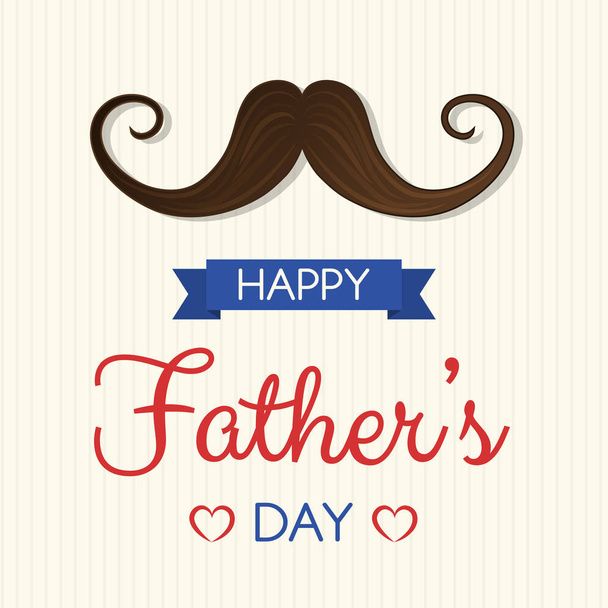 Happy Father's Day - funny card with mustache and wishes. Vector. - Vector, Imagen
