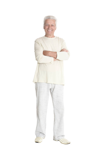 portrait of senior man  posing isolated on white background, full length  - Fotografie, Obrázek