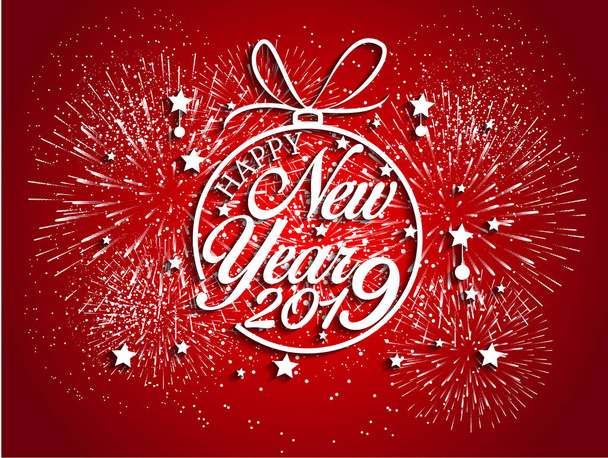 Mutlu yeni yıl 2019 ve tatil kavramı için görüntülenen havai fişek - Vektör, Görsel
