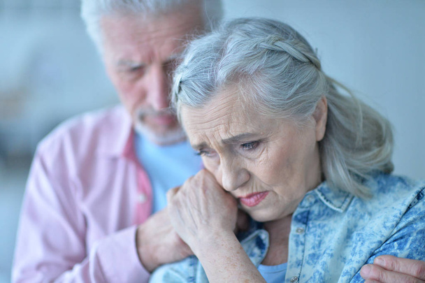 Sad Senior couple at home  - Fotó, kép