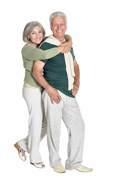 Portrait of beautiful senior couple posing  isolated on white background - Φωτογραφία, εικόνα