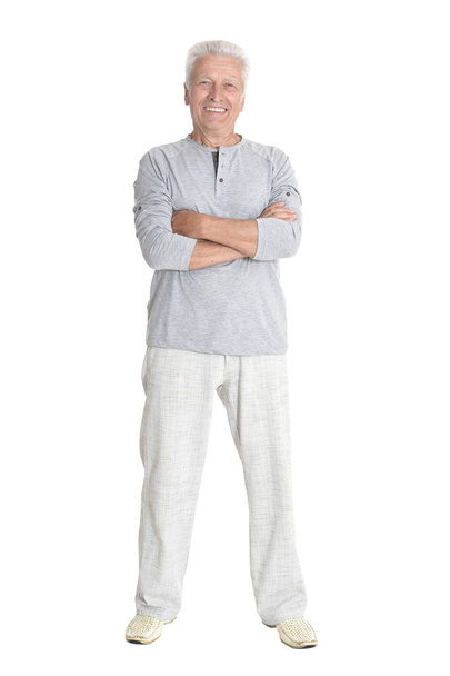 portrait of senior man  posing isolated on white background, full length  - Photo, Image