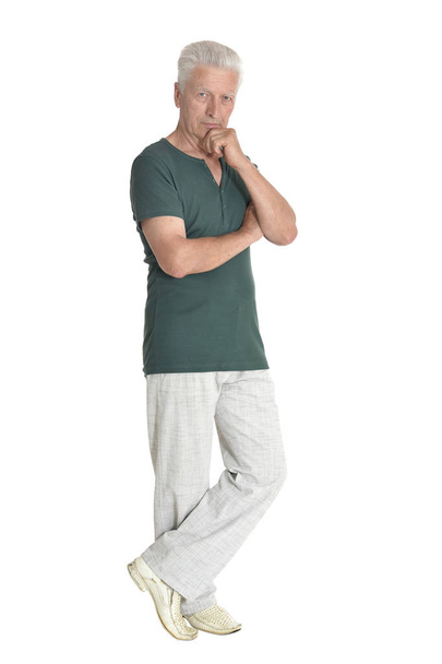 sad senior man  posing isolated on white background - Фото, изображение
