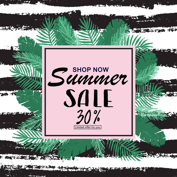 Sommer-Verkauf auf Ananas-Muster und blaue Linien Hintergrund Vektor Illustration. - Vektor, Bild