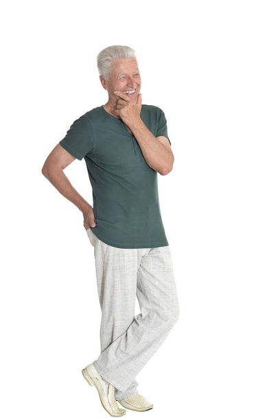 Full length portrait of senior man  posing isolated on white background - Foto, Imagem