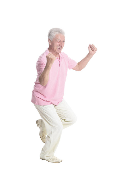 happy senior man  posing isolated on white background - Fotó, kép