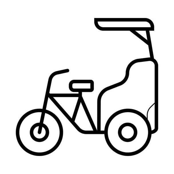 Цикл иконки рикши. Велотакси, педикаб. Символ силуэта. Отрицательное пространство, векторная иллюстрация
 - Вектор,изображение