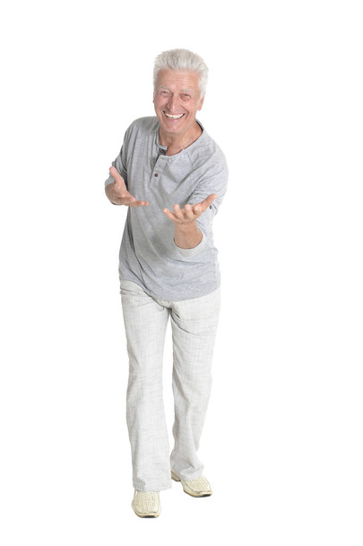 happy senior man in shirt - Фото, изображение