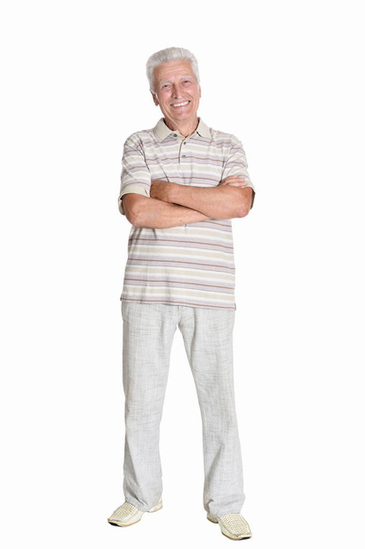 portrait of senior man  posing isolated on white background, full length  - Foto, afbeelding
