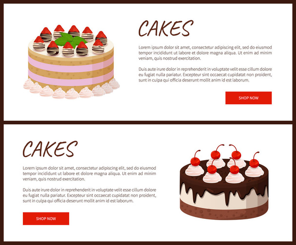 Cakes Variety Page Online Shop Vector Illustration - Vector, imagen