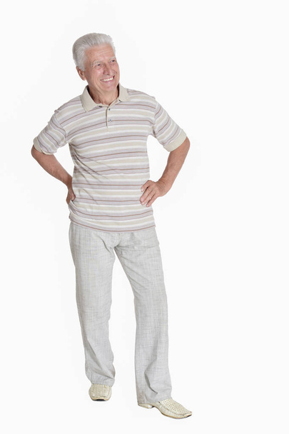 portrait of senior man  posing isolated on white background, full length  - Foto, imagen
