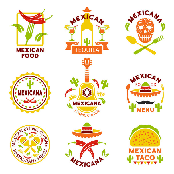 Logo, étiquettes, emblèmes et insignes alimentaires mexicains
 - Vecteur, image