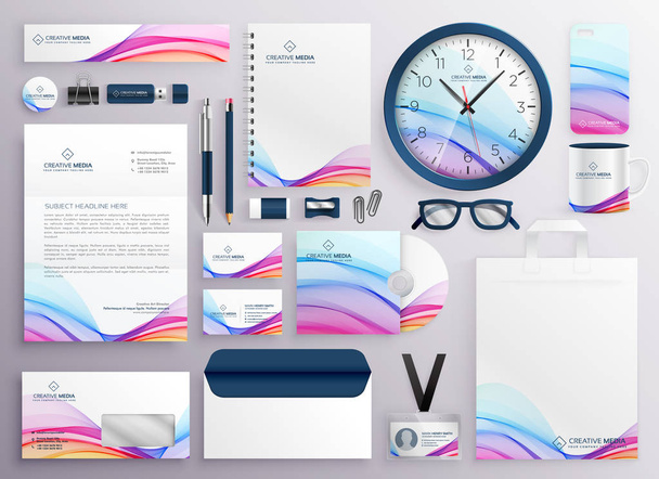 stylish big set of business stationery items - Vector, Image