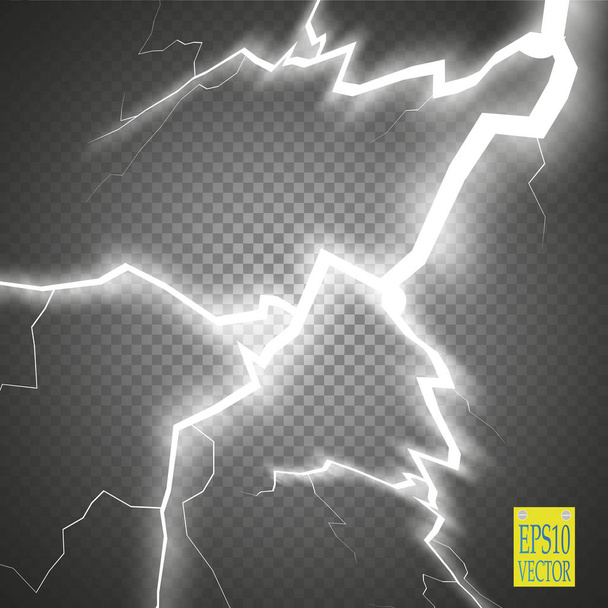 Set of lightnings. Thunder-storm and lightnings. Magic and bright lighting effects. Vector Illustration - Vector, Image