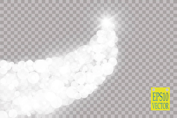Abstract white bokeh effect explosion with sparks modern design. Glow star burst or firework light effect. Sparkles light vector transparent background. Christmas Concept. Flicker magic effect - Vektor, kép