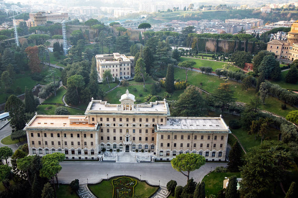 Palace of Governorate of Vatican, View from the dome of St. Peter's Basilica, Rome, Italy - Fotoğraf, Görsel
