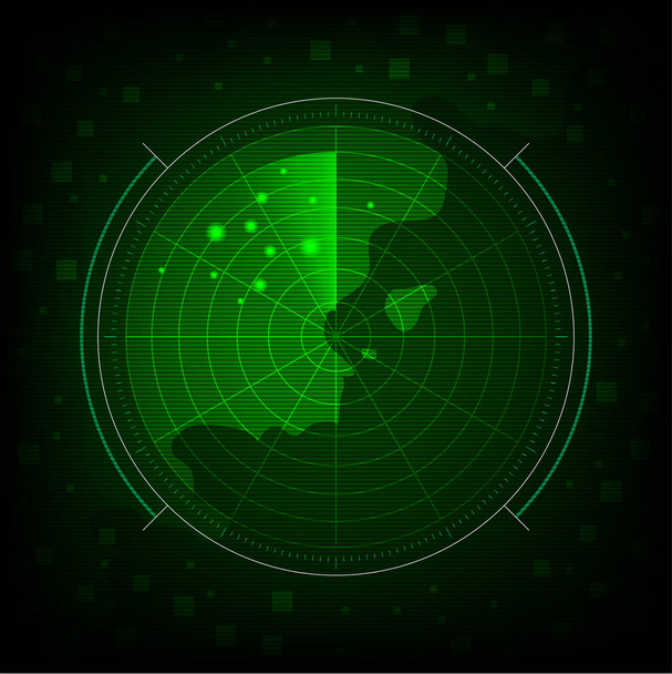 absztrakt zöld radar háttér és a tapéta vektor - Vektor, kép